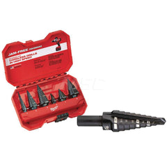 Drill Bit Set: Step Drill Bits, 90 °, High Speed Steel Oxide, Conventional, Hex Shank, Series Wire
