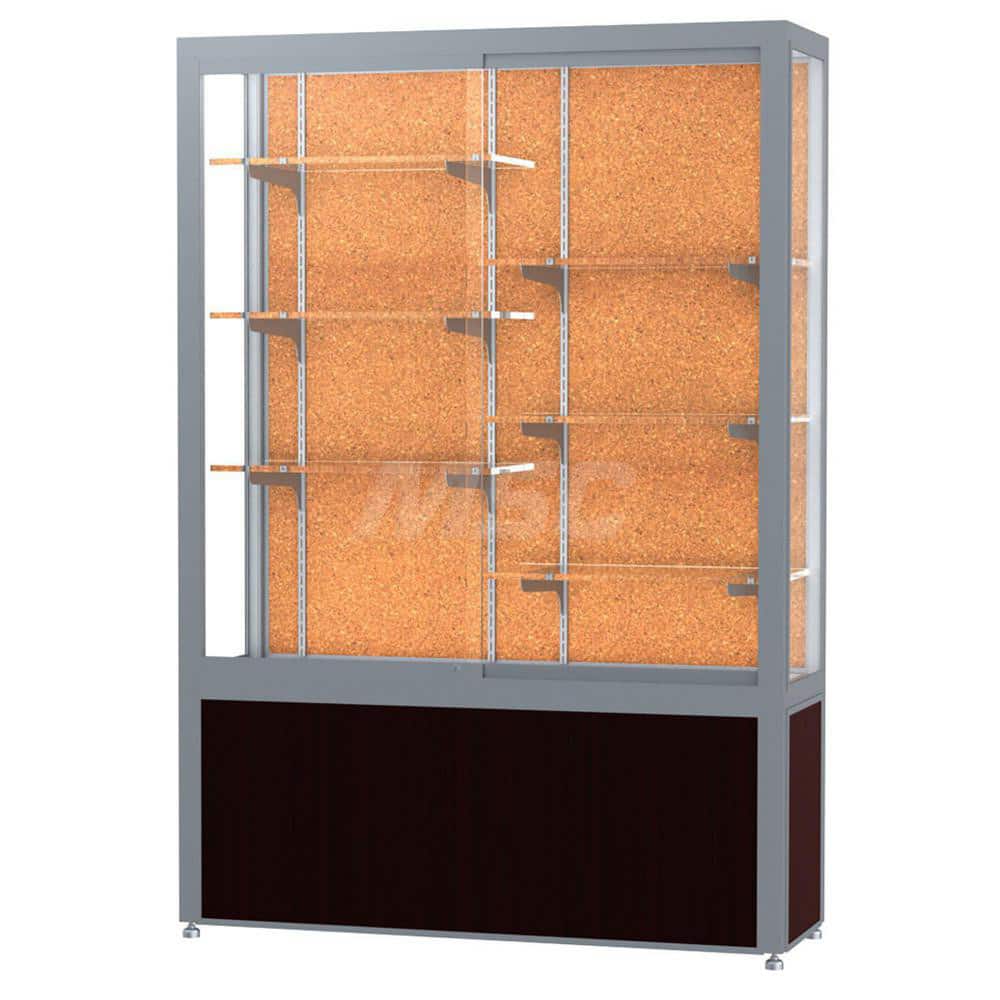 Bookcases; Color: Walnut; Number of Shelves: 6; Width (Decimal Inch): 48.0000; Depth (Inch): 16; Material: Anodized Aluminum/Vinyl; Material: Anodized Aluminum/Vinyl
