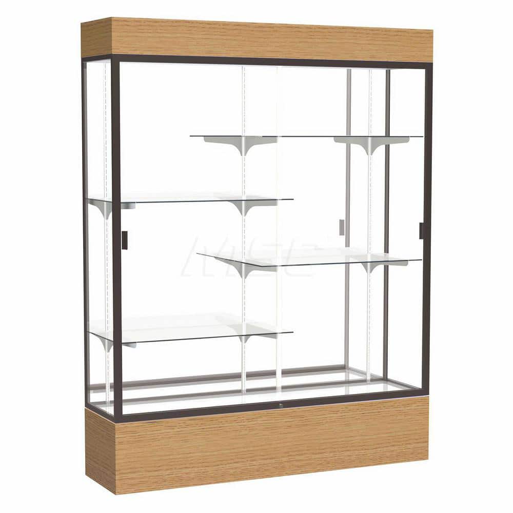 Bookcases; Color: Natural Oak; Number of Shelves: 4; Width (Decimal Inch): 60.0000; Depth (Inch): 16; Material: Anodized Aluminum/Oak; Material: Anodized Aluminum/Oak