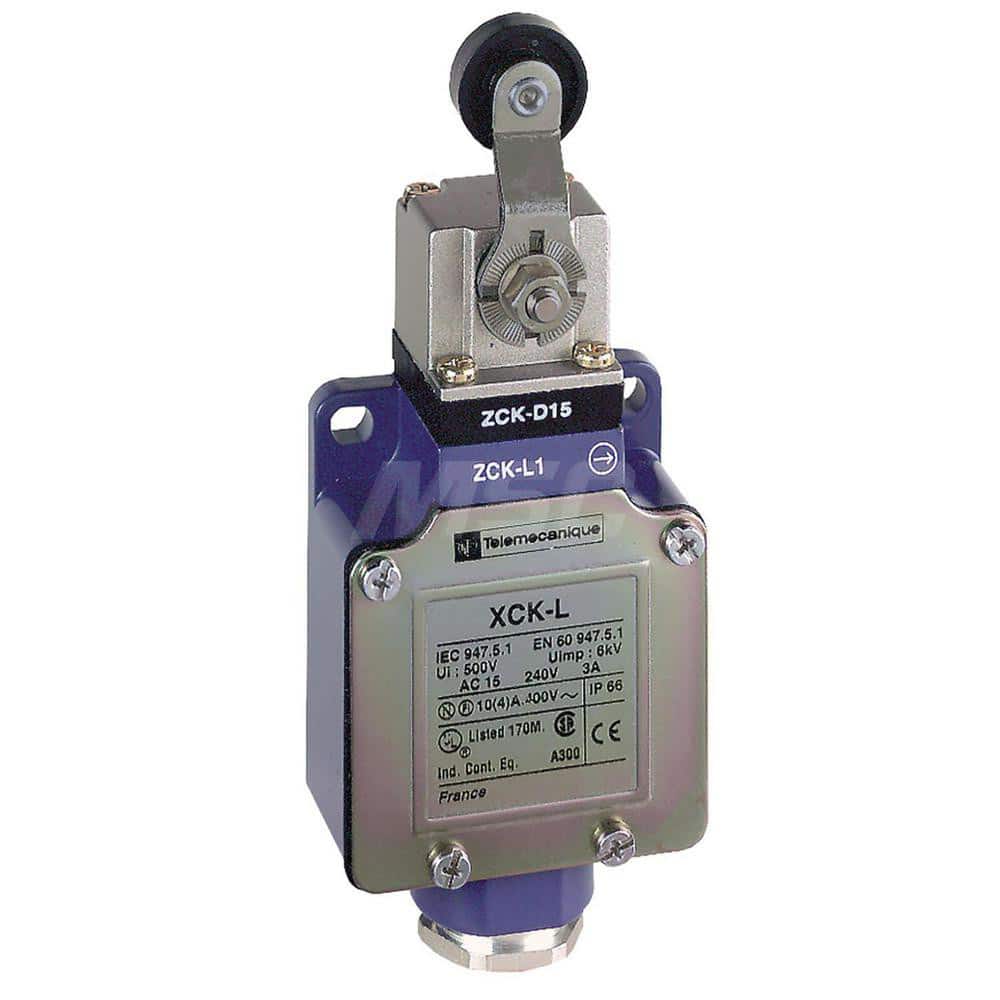 General Purpose Limit Switches; Actuator Type: Roller Lever; Voltage: 500 V (IEC); 240.00; 300 V (UL); Actuation Force: 0.10; Contact Form: 1NO/1NC; Switch Type: Limit; Contact Configuration: NO; NC; Switch Action: Springs Back (Momentary); Terminal Type:
