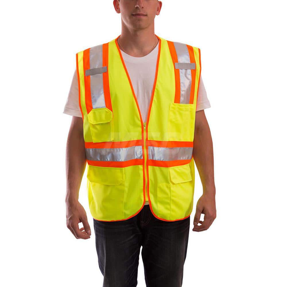 High Visibility Vest: 2X & 3X-Large Zipper Closure, 8 Pocket