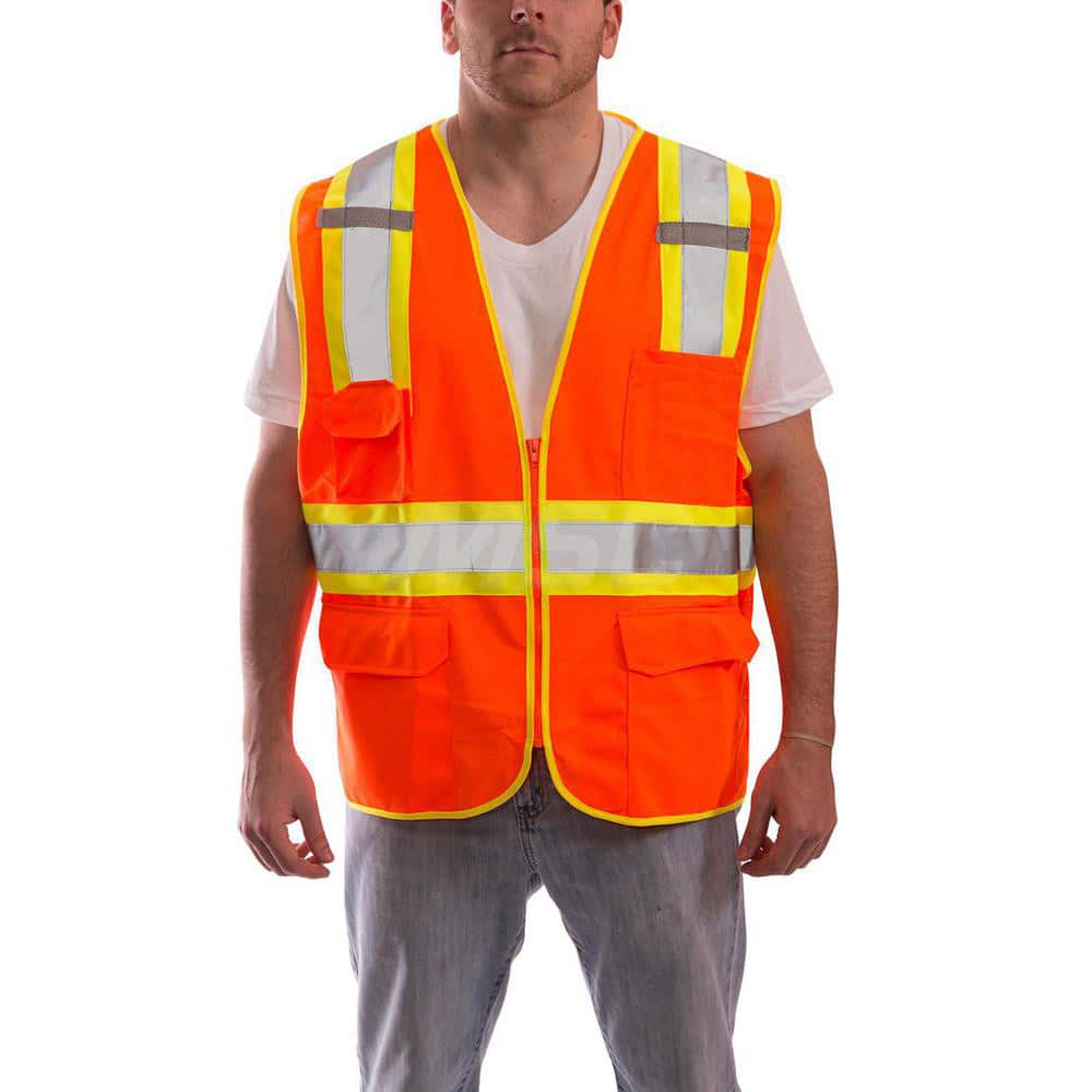 High Visibility Vest: 2X & 3X-Large Zipper Closure, 8 Pocket