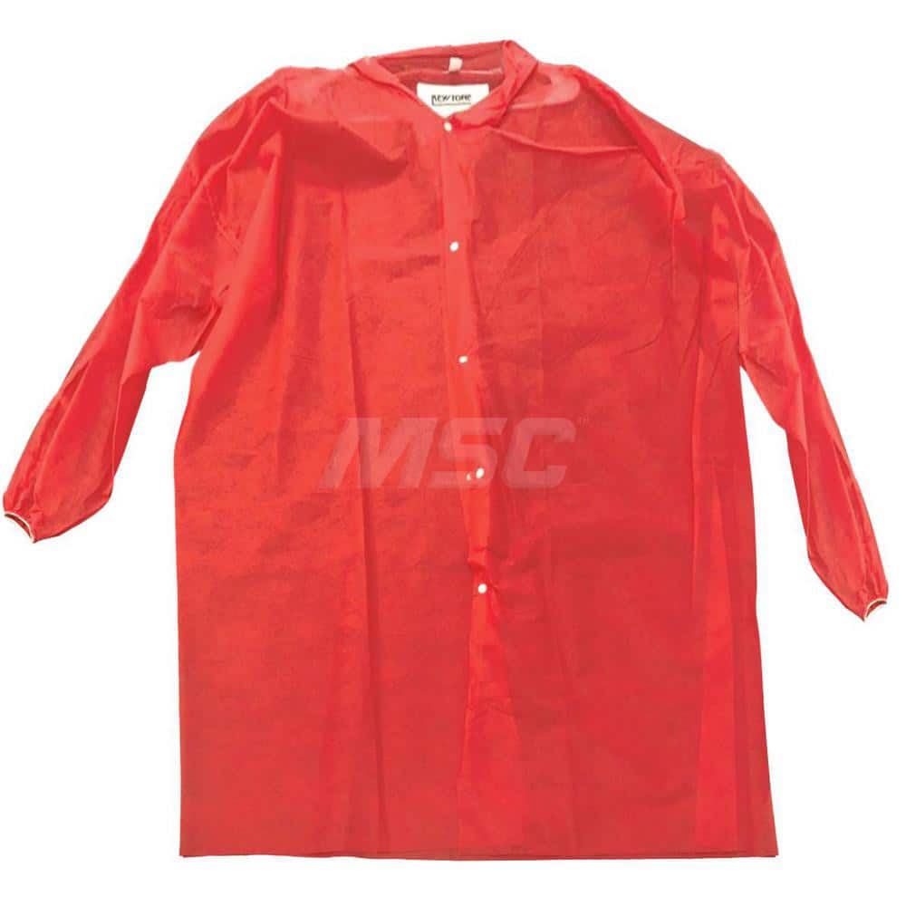 Lab Coat: Size X-Large, Polypropylene Red, Fire-Resistant