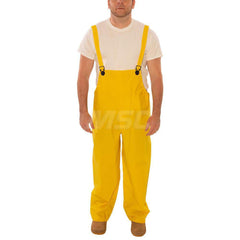 Non-Disposable Rain & Chemical-Resistant Bib Overalls: Waterproof, Yellow, Polyvinylchloride on Polyester Fabric 28″ Inseam, Snaps Closure, 0