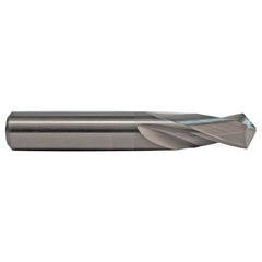 #38 Dia. × 0.102″ Shank × 5/8″ Flute Length × 2″ OAL, 3XD, 118°, Uncoated, 2 Flute, External Coolant, Round Solid Carbide Drill - Exact Industrial Supply