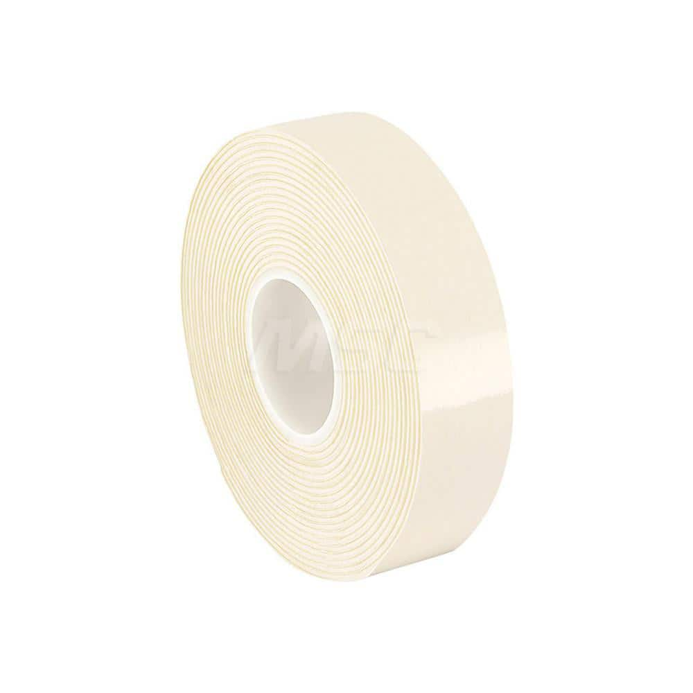 White Double-Sided Polyethylene Foam Tape: 2″ Wide, 5 yd Long, 31 mil Thick, Rubber Adhesive