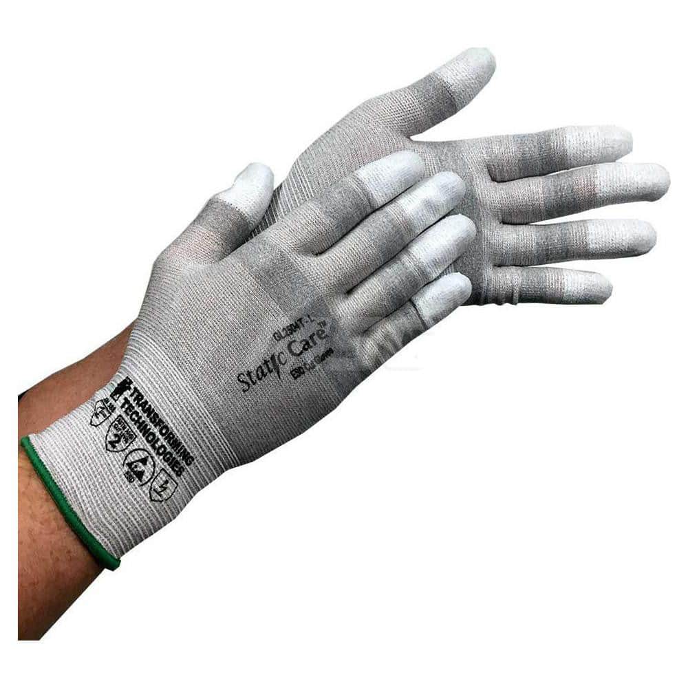 Electrical Protection Gloves & Leather Protectors; Size: Medium; Large; Primary Material: Nylon Blend; Coating Material: Polyurethane; Coating Coverage: Fingertips; Material: Nylon Blend; Lining Material: Unlined; Back Material: None; Color: Silver; Grip