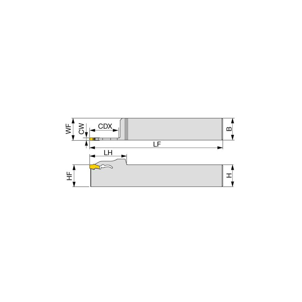 Indexable Grooving Toolholder:  QSER16-3T26,  0.1181″ Max Groove Width 1.0240″ Max Depth,  Uses 3 Inserts,  1.0000″ Shank Height,  1″ Shank Width,  No