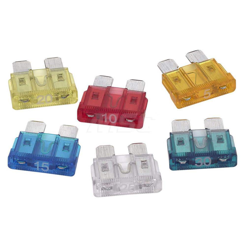 Automotive Fuses; Style: Fast Acting; Amperage Rating: 5.0000; Blade Style: Standard; Color: Red; Yellow; Blue; Orange; Green; Clear; Overall Height: .31; Length (Decimal Inch): 0.35; Length (Inch): 0.35; Color: Red; Yellow; Blue; Orange; Green; Clear; Ov