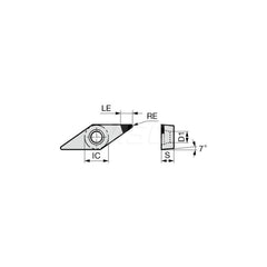 Turning Insert:  VCGW330.5DIA DX140,  Polycrystalline Diamond Uncoated Finish,  Neutral,  3/8″ Inscribed Circle,  0.0080″ Corner Radius,  35.0 &deg N/A Diamond,  Series  VCGW