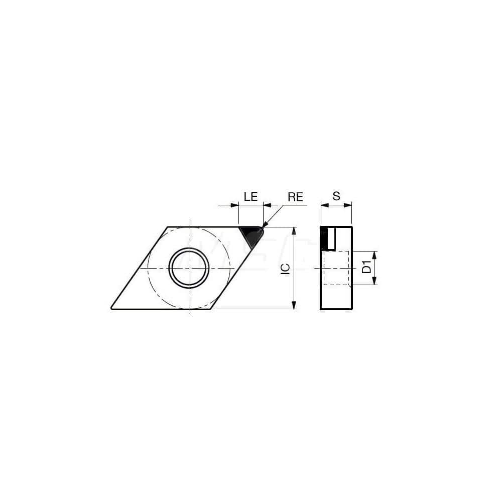 Turning Insert:  DNGA431-DIA DX160,  Polycrystalline Diamond Uncoated Finish,  Neutral,  1/2″ Inscribed Circle,  0.0160″ Corner Radius,  55.0 &deg N/A Diamond,  Series  DNGA