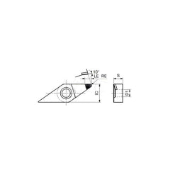 Turning Insert:  VNMM330.5-DIA DX120,  Polycrystalline Diamond Uncoated Finish,  Neutral,  3/8″ Inscribed Circle,  0.0080″ Corner Radius,  35.0 &deg N/A Diamond,  Series  VNMM