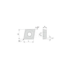 Turning Insert:  CPMT2.51.50.5PSF AH725,  Solid Carbide TiAlN Finish,  Neutral,  0.0080″ Corner Radius,  80.0 &deg N/A Diamond,  Series  CPMT