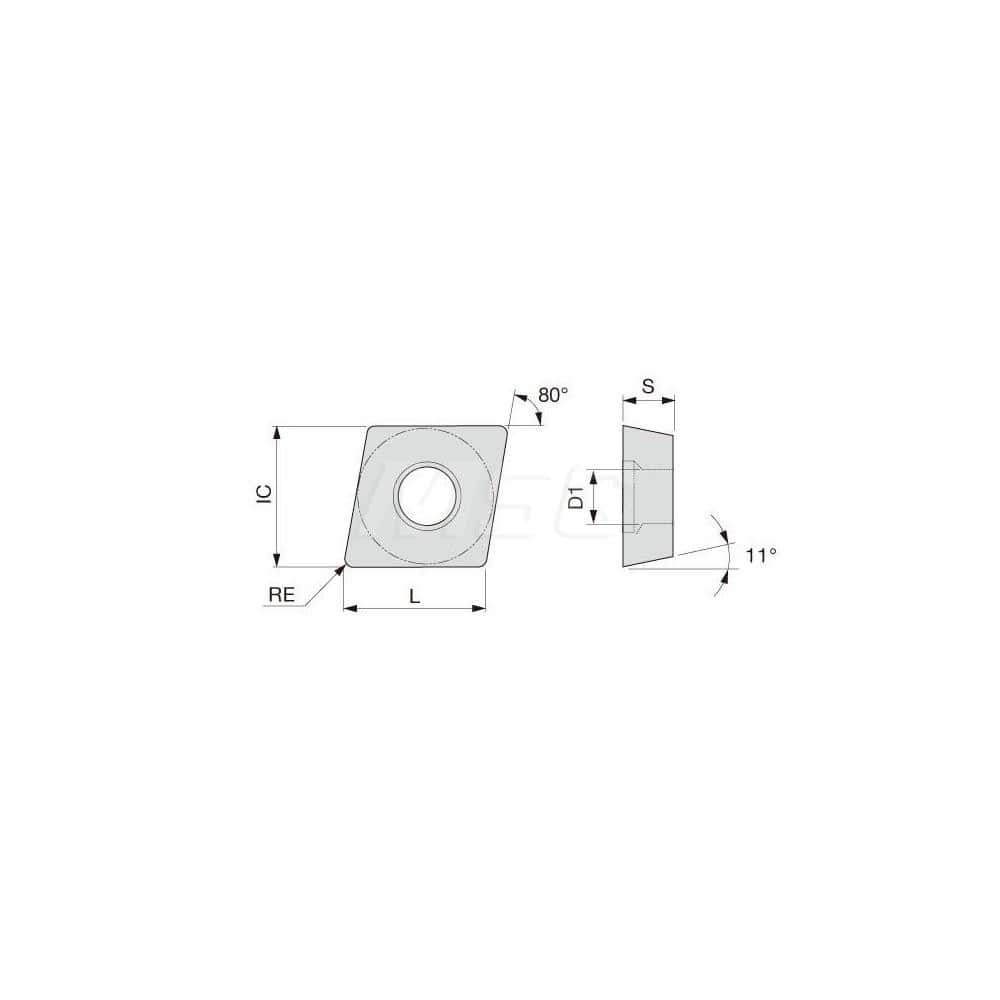 Turning Insert:  CPMT2.51.51PS AH725,  Solid Carbide TiAlN Finish,  Neutral,  0.0160″ Corner Radius,  80.0 &deg N/A Diamond,  Series  CPMT