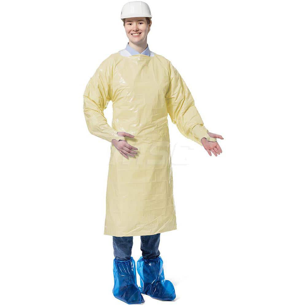 Disposable & Chemical-Resistant Apron: Size Large, 55″ Length, 1 mil Thick, Green PolyWear, Extra Long, Smooth Gowns