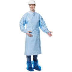 Disposable & Chemical-Resistant Apron: Size Large, 50″ Length, 1 mil Thick, White PolyWear, Extra Long Smooth Gowns