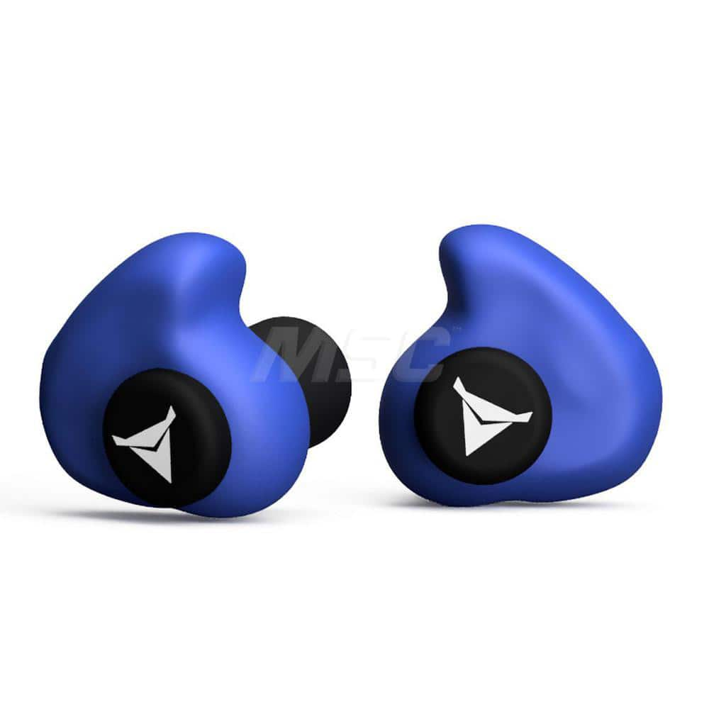 Earplug: 31dB, Foam, Plastic & Silicon Rubber Tip, Barrel, Cone, Triple-Flange & Custom Molded, No Roll, Push-In Stem & Roll Down, Uncorded Blue