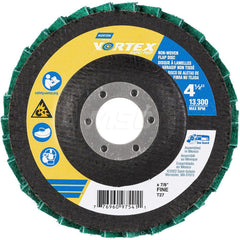 Flap Disc: 4-1/2″ Dia, 7/8″ Hole, Aluminum Oxide, Type 27 Non-Woven, Fine Grade, Fiberglass-Backed, 13,300 RPM