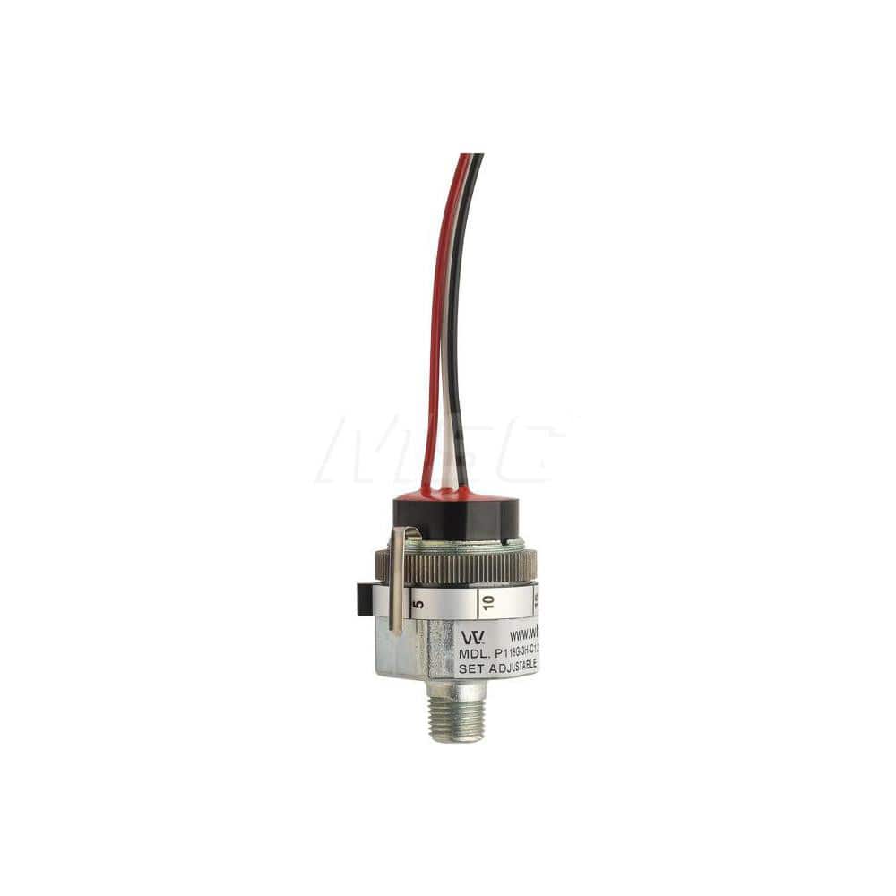 Pressure, Vacuum & Compound Switches; Type: Miniature Pressure Switch; Thread Size: 1/8; Voltage: 250VAC / 30VDC; Thread Type: NPT Male; Amperage: 5.0000; Electrical Connection: 12in Free Leads; Wetted Parts Material: 17-4 PH Zinc Alloy; Repeatability: 2;