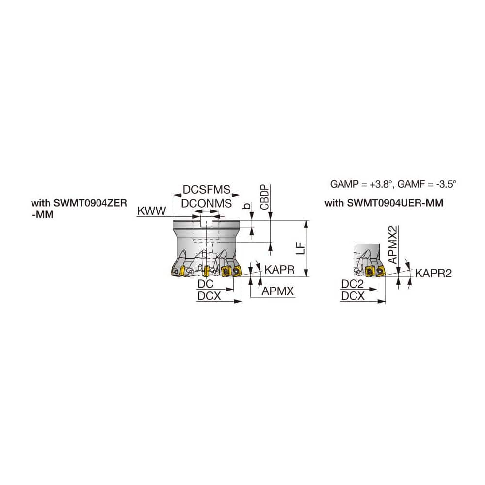 Indexable High-Feed Face Mills; Minimum Cutting Diameter: 2.4055 in; Maximum Cutting Diameter: 3.0000 in; Maximum Depth Of Cut: 0.0590 in; Arbor Hole Diameter (mm): 1.00; Compatible Insert Size Code: 0904; Maximum Ramping Angle: 0.6; Series: TXSW; Cutter