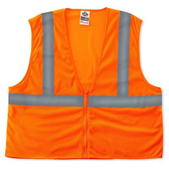 8205Z S/M Econo 2 Zipper Orange Vest - Exact Industrial Supply