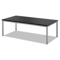 Basyx - Stationary Tables; Type: Breakroom ; Material: Melamine Top; Steel Base/Leg ; Color: Black Laminate; Silver Frame ; Height (Inch): 15-39/64 ; Length (Inch): 24 ; Width (Inch): 47-13/64 - Exact Industrial Supply