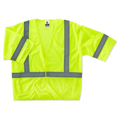 8310HL S/M Econo Class 3 Lime Hook & Loop Vest - Exact Industrial Supply