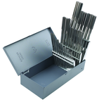 25 Piece-Range 1-13mm x 0.50mm-HSS-Bright Straight Shank/Straight Flute-Metal Index Chucking Reamers - Exact Industrial Supply