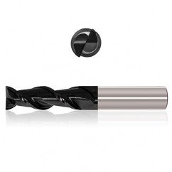 3/16″ Dia. × 3/16″ Shank × 5/16″ DOC × 2″ OAL, Exxtral Carbon (DLC), 2 Flute, 45° Helix, Straight, External, Square, Solid End Mill - Exact Industrial Supply