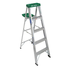 4-Step Ladder: Aluminum, Type II, 225 lb Capacity, 5' OAH 20″ Base Width