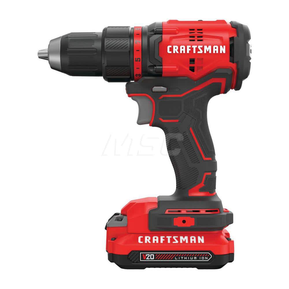 Cordless Drill: 20V, 1/2″ Chuck, 1,900 RPM Keyless Chuck, Reversible, 2 Lithium-ion Battery Included, Charger Included