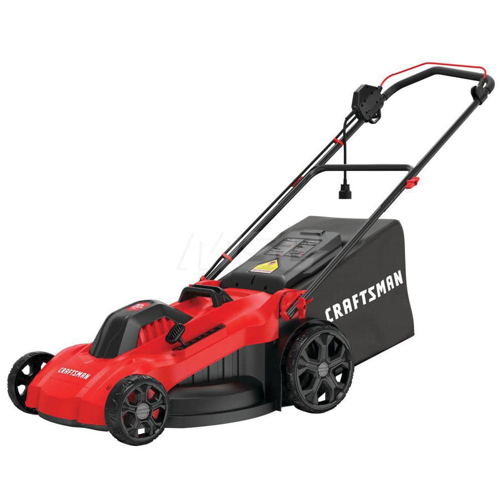 Lawn Mowers; Mower Type: Walk Behind; Power Type: Corded Electric; Cutting Width (Inch): 20 in; Discharge Type: Side/Bag; Front Wheel Diameter: 7 in; Rear Wheel Diameter: 10 in; Standards: UL Listed; Includes: CMEMW213 Corded Push Lawn Mower, Collection B