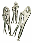3 Piece - Curved Jaw Locking Plier Set - Exact Industrial Supply