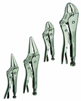 4 Piece - Curved & Straight Jaw Locking Plier Set - Exact Industrial Supply