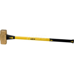14 lb Brass Sledge Hammer, Non-Sparking, Non-Marring, 2-3/4 ™ Face Diam, 7 ™ Head Length, 37 ™ OAL, 33 ™ Fiberglass Handle, Double Faced
