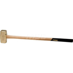 12 lb Brass Sledge Hammer, Non-Sparking, Non-Marring, 2-11/16 ™ Face Diam, 6 ™ Head Length, 37 ™ OAL, 32 ™ Wood Handle, Double Faced