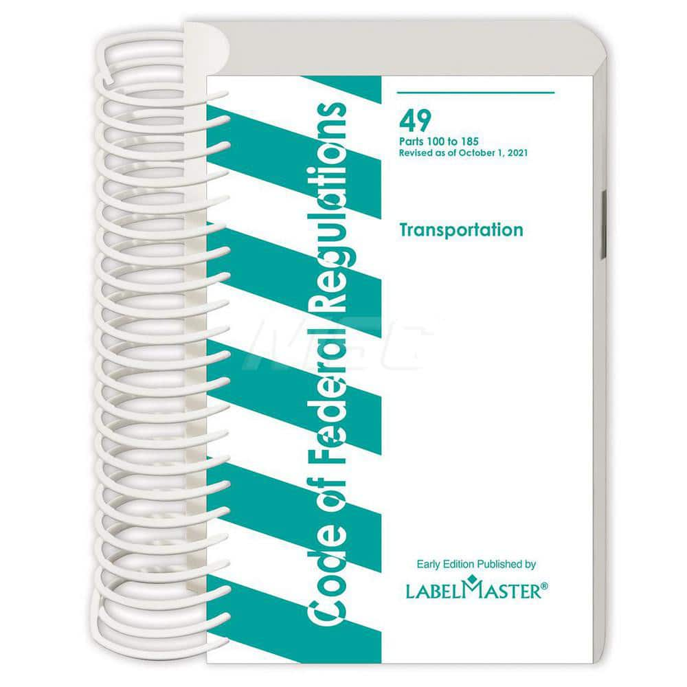 Reference Manuals & Books; Applications: DOT Regulations; Subcategory: Safety & Compliance; Publication Type: Publication; Author: DOT; Book Title: 49 CFR Regulations Parts 100-185; Edition of Publication: 2021; Publisher: US Department of Transportation;