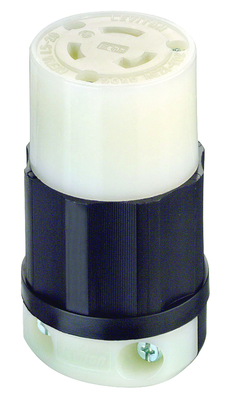 20 Amp; 125 Volt; NEMA L5-20R; 2P; 3W; Locking Connector; Industrial Grade; Grounding - Black-White - Exact Industrial Supply