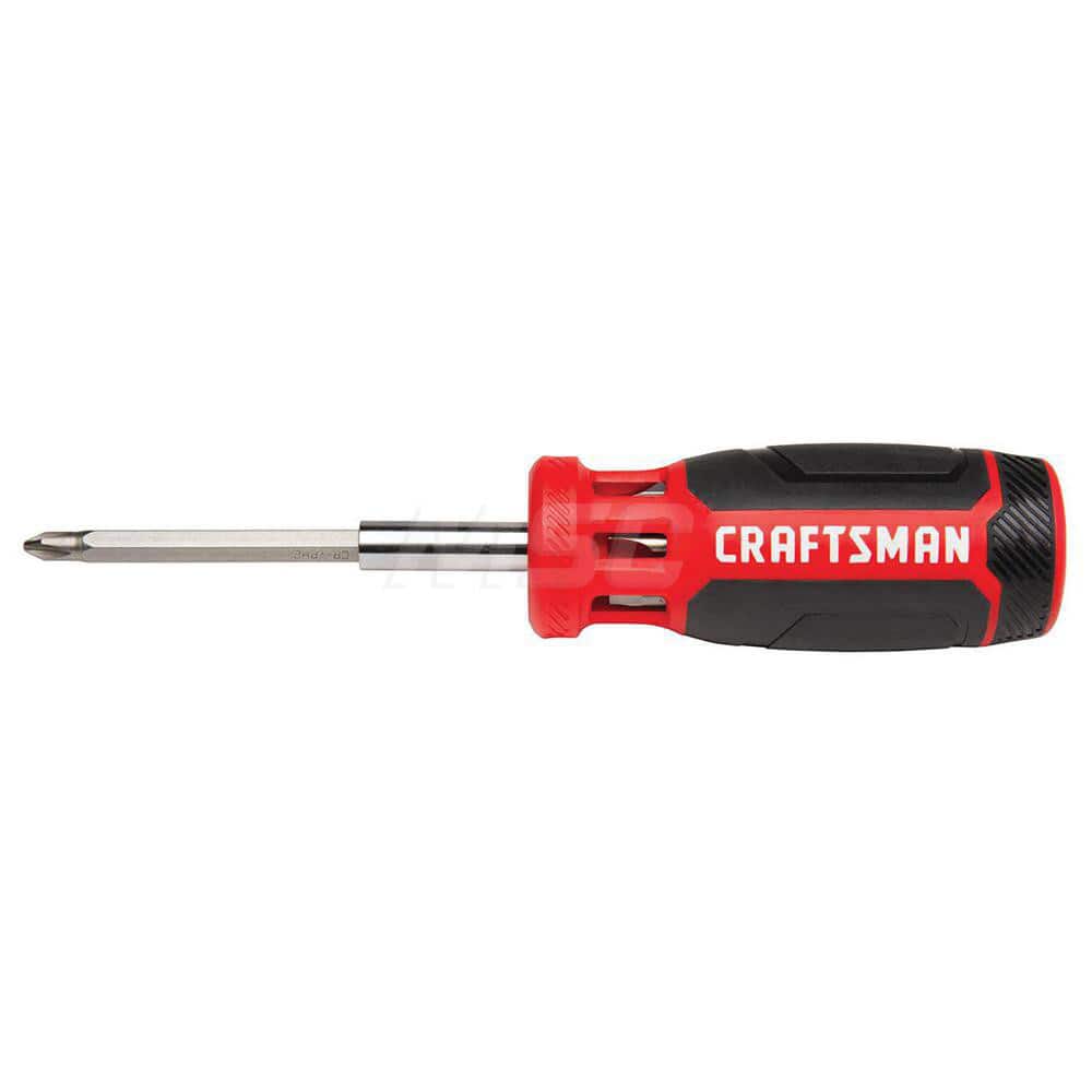 Bit Screwdrivers; Tip Type: Slotted; Square; Phillips; Screwdriver Size Range: Slotted 3/16″; Phillips #1, #2; Square: 1 - 3; Slotted 1/4″; Overall Length (Inch): 4; Contents: SQ1, SQ2, SQ3, PH1, PH2, SL 3/16-in, SL 1/4-in; Number Of Pieces: 7.000
