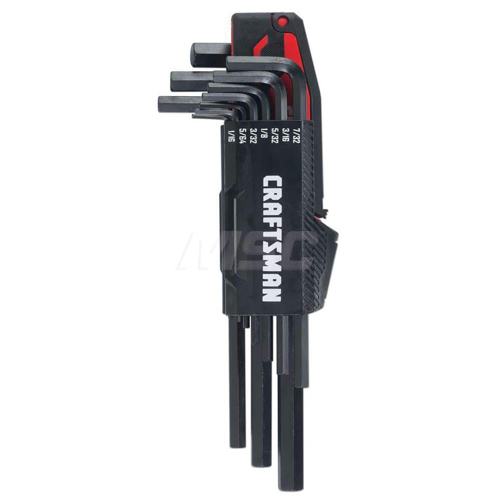 Hex Key Sets; Tool Type: Hex; Handle Type: L-Handle; T Handle; Measurement Type: Inch; Hex Size Range (Inch): 1/16 - 3/8; Finish Coating: Black Oxide