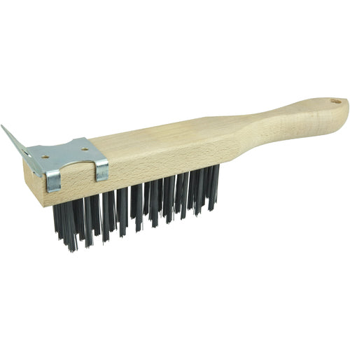 Vortec Pro Scratch Brush w/Scraper, .012 Steel Fill, 4 × 11 Rows - Exact Industrial Supply