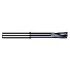 0.0469″ (3/64″) Cutter Diameter × 0.1880″ Flute Length × 0.3750″ (3/8″) Reach Carbide Flat Bottom Counterbore, 4 Flutes, AlTiN Coated - Exact Industrial Supply