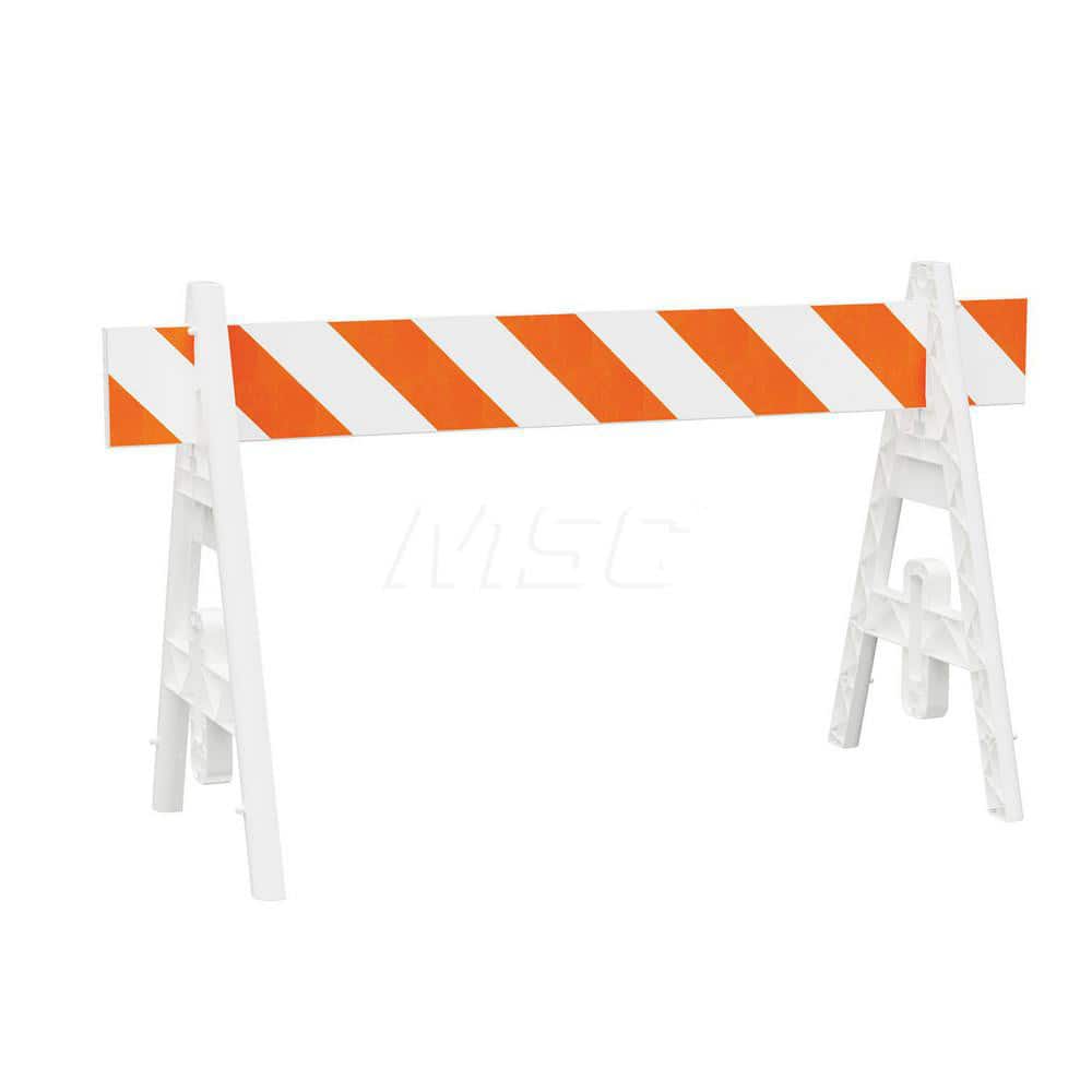 Traffic Barricades; Type: A-Frame; Barricade Height (Inch): 40; Material: Plastic; Barricade Width (Inch): 29; Reflective: Yes; Compliance: None; Color: White; Weight (Lb.): 6.0000; Top Panel Height (Inch): 8; Top Panel Width (Inch): 72