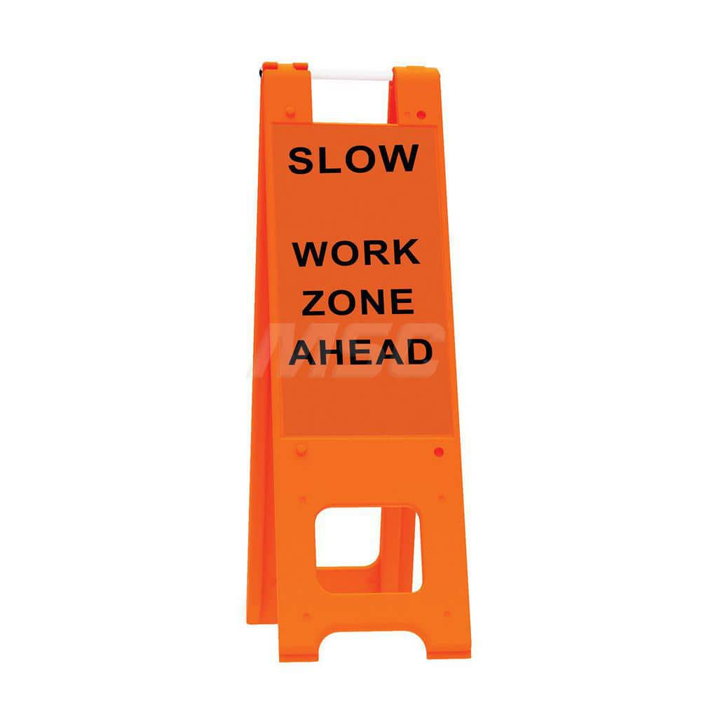 Barrier Parts & Accessories; Type: Sign Stand; Color: Orange; Height (Decimal Inch): 45.000000; Base Material: Polyethylene; Length (Inch): 3; Width (Inch): 13; Finish/Coating: Orange; For Use With: Indoor & Outdoor; Material: Plastic; Legend: Slow Work Z