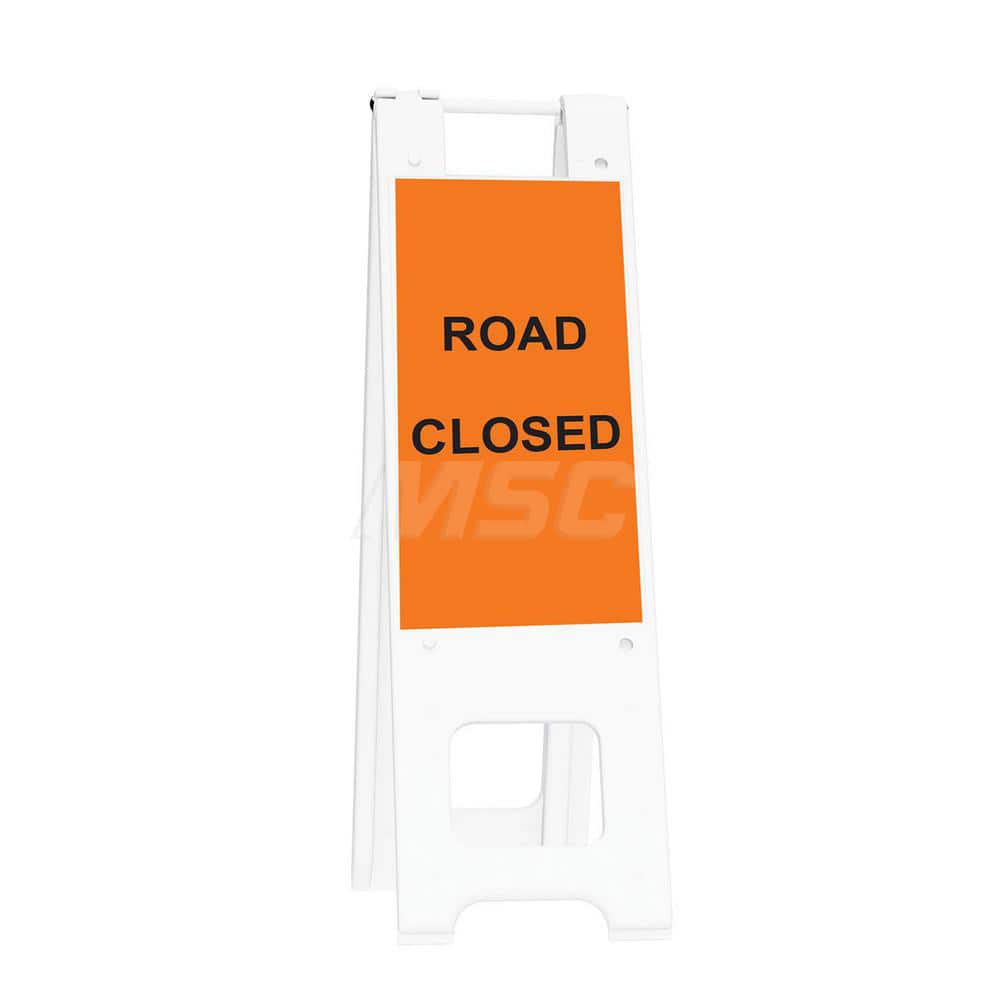 Barrier Parts & Accessories; Type: Sign Stand; Color: White; Height (Decimal Inch): 45.000000; Base Material: Polyethylene; Length (Inch): 3; Width (Inch): 13; Finish/Coating: White; For Use With: Indoor & Outdoor; Material: Plastic; Legend: Road Closed;