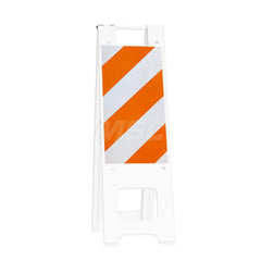 Barrier Parts & Accessories; Type: Sign Stand; Color: White; Height (Decimal Inch): 45.000000; Base Material: Polyethylene; Length (Inch): 3; Width (Inch): 13; Finish/Coating: White; For Use With: Indoor & Outdoor; Material: Plastic; Tape Color: Orange/Wh