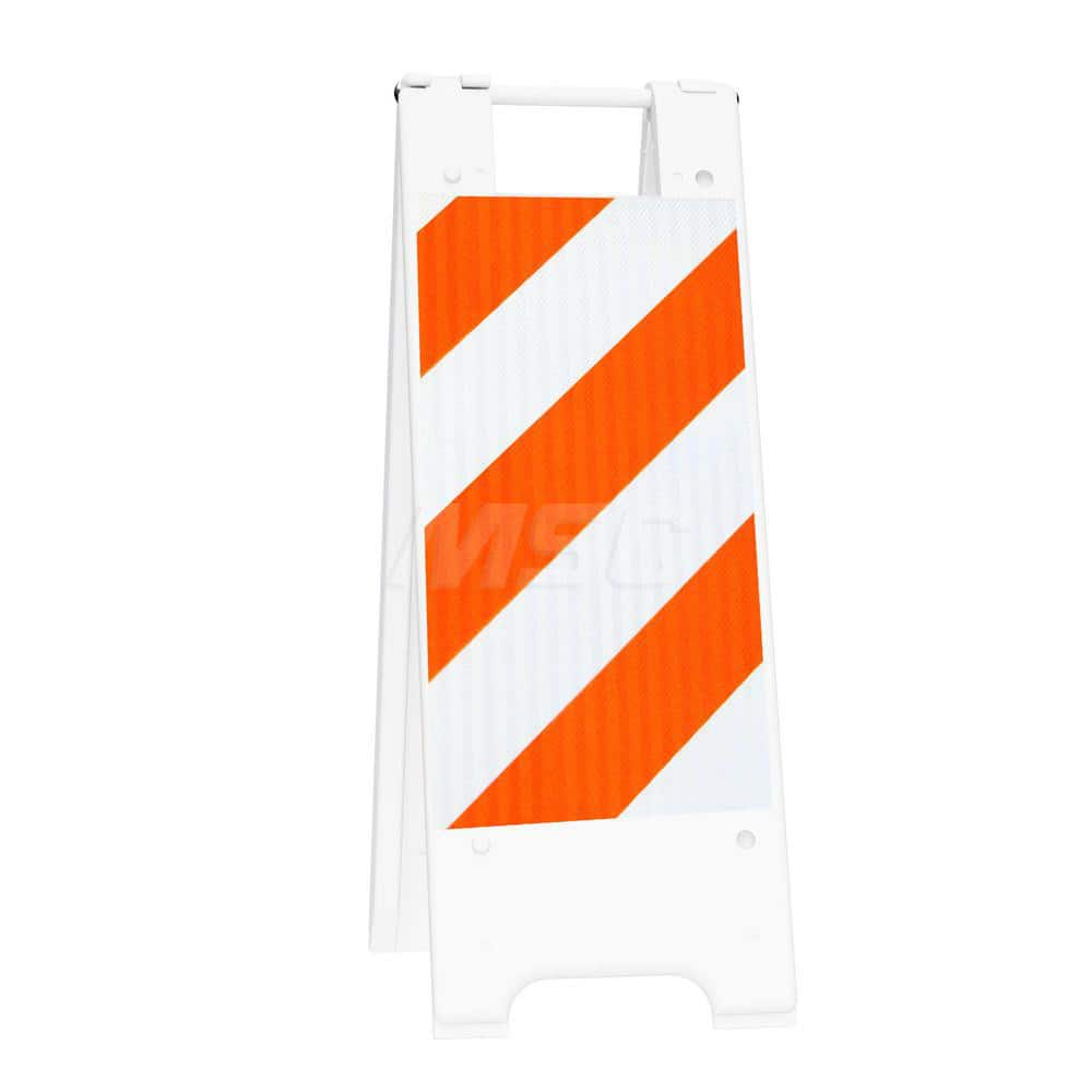 Barrier Parts & Accessories; Type: Sign Stand; Color: White; Height (Decimal Inch): 36.000000; Base Material: Polyethylene; Length (Inch): 3; Width (Inch): 13; Finish/Coating: White; For Use With: Indoor & Outdoor; Material: Plastic; Tape Color: Orange/Wh