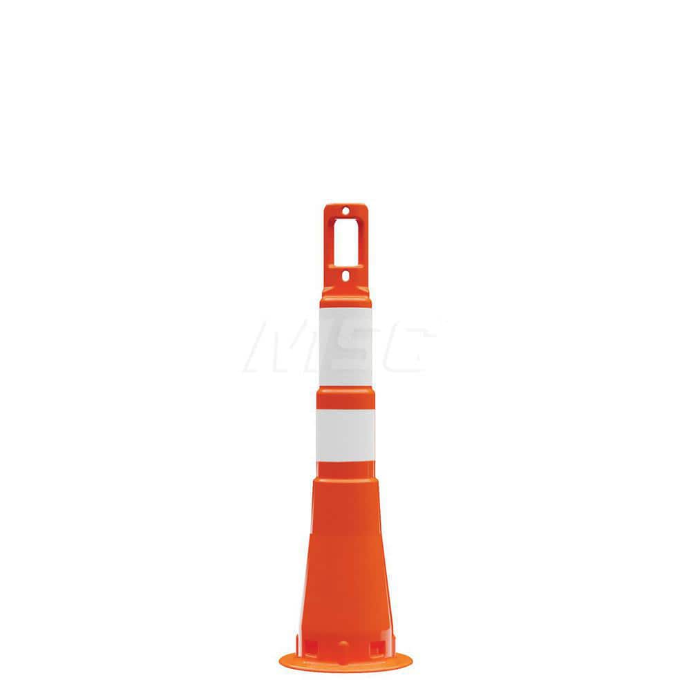 Traffic Barrels, Delineators & Posts; Type: Channelizing Cone; Material: Polyethylene; Reflective: Yes; Base Needed: Yes; Width (Inch): 7-3/4; Additional Information: Sheeting Grade: Engineer; Stripe Color: White; Dimensions: 28 in Without Handle; Stripe