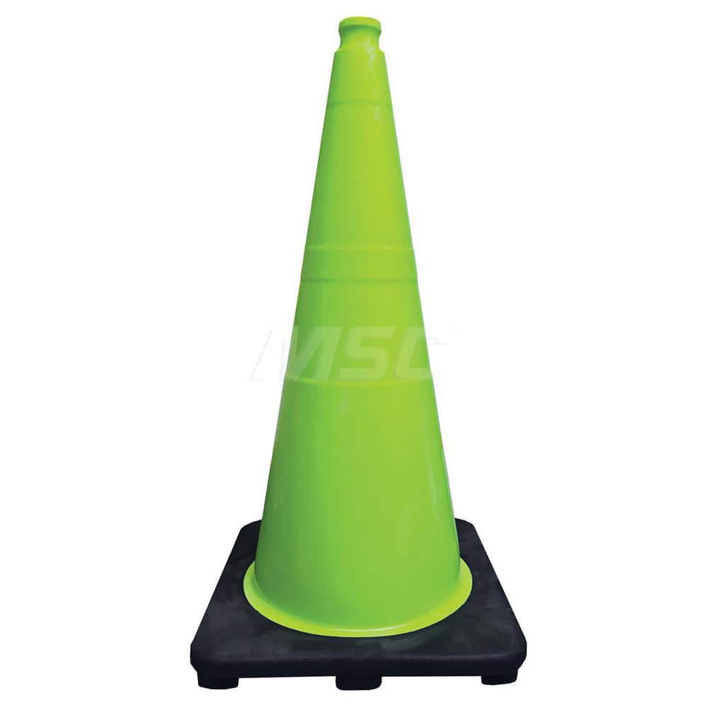 Traffic Cones; Type: Traffic Cone With Base; Color: Lime Green; Reflective Collars: No; Height (Inch): 28; Base Width (Decimal Inch): 14.5000; Material: PVC; Compliance: MASH Compliant; MUTCD Standards; Weight (Lb.): 7.0000; Special Characteristics: One-P