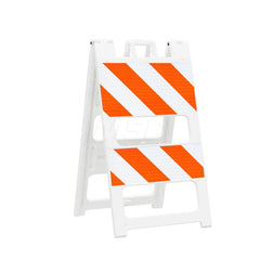 Traffic Barricades; Type: Type II; Barricade Height (Inch): 45; Material: Plastic; Barricade Width (Inch): 25; Reflective: Yes; Compliance: MASH Compliant; MUTCD; Color: White; Weight (Lb.): 16.0000; Top Panel Height (Inch): 12; Top Panel Width (Inch): 24